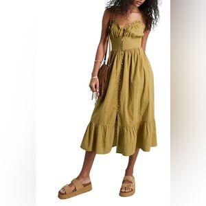 Olive Green MISS SELFRIDGE 
Corset Button Front Sundress